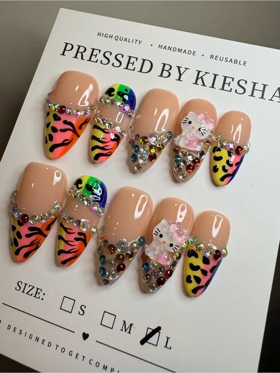 Nude Rainbow Leopard Press-On Nails