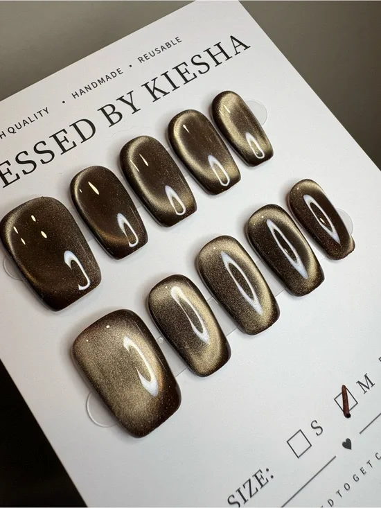 Metallic Brown Reusable Press-On Nails