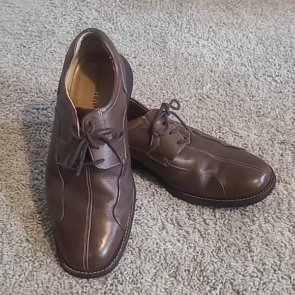 GUC Johnston & Murphy Sheepskin Oxford Brown Dress Shoes Men's Sz 10.5M