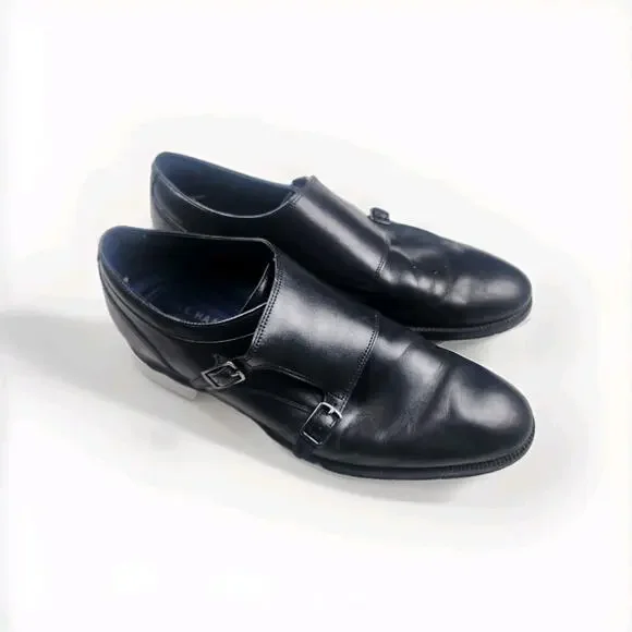 Cole Haan Monk Strap Shoes Mens 11 Black Leather Buckle Strap Oxfords