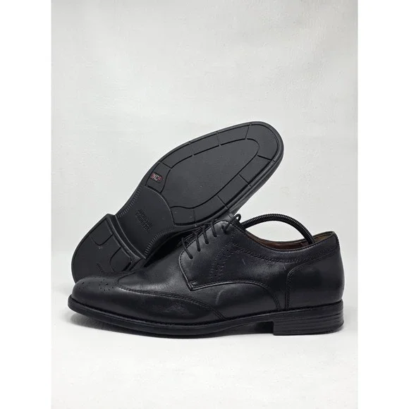 Johnston Murphy Men Oxfords Size 12M XC4 Wingtip 15-3027 Black Leather Pre-owned