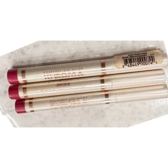 Khroma Beauty Kardashian Joystick Lip Lacquer 317 Shocking Pink Set 3 NOS Sealed