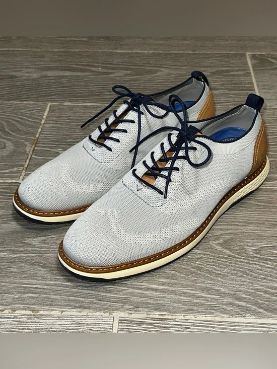 Vince Camuto Staan Lace-Up Men’s 9.5 Oxford Shoes Gray Knit Fashion Sneakers