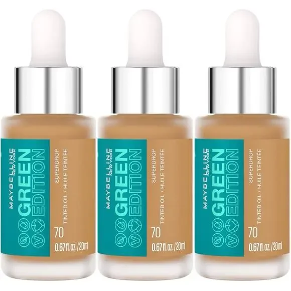Lot Of 3 Maybelline New York Green Edition Superdrop Tinted Oil Base Makeup‎ #70