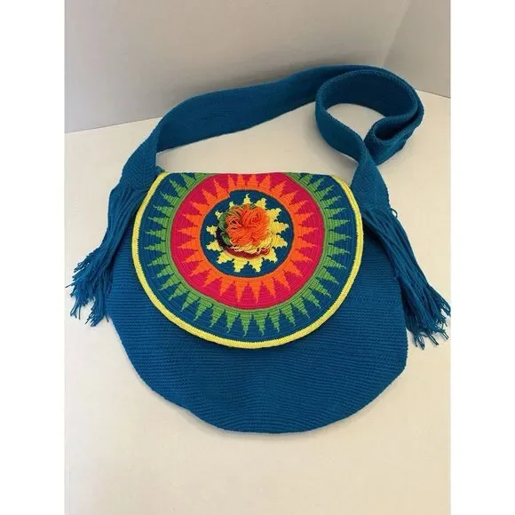 Round Knit Purse Colorful‎ Geometric Mandala Festival