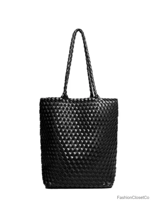 Woven Tote Bag, Hobo Purse, Small Underarm Bag, Beach Top-Handle Handbag