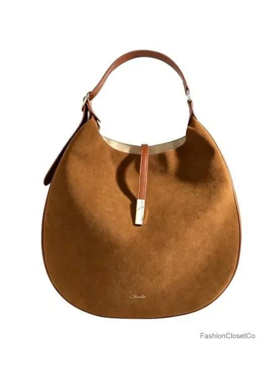 Faux Leather Hobo Shoulder Bag Tote Handbag with Zipper