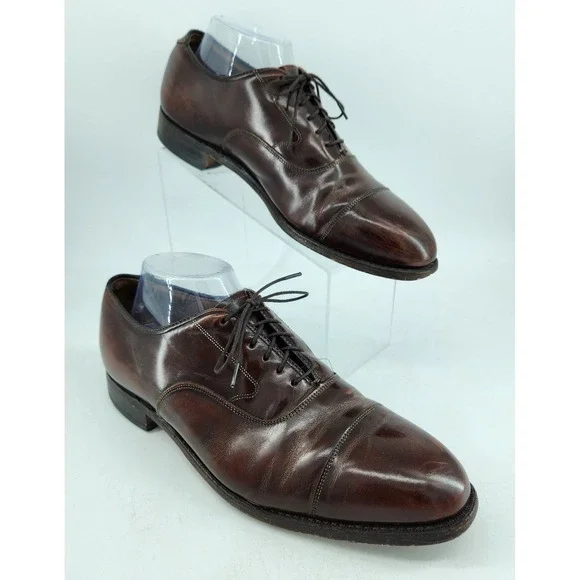 Johnston & Murphy Optima Oxford Mens 9 D Brown Leather Cap Toe Dress Shoes