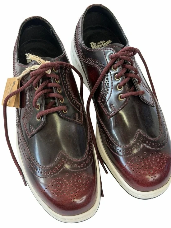 Dr. Martens SoftWair Burgundy Wingtip Brogue Oxford Shoes NWT