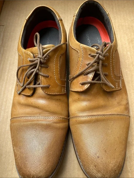 Men's Tan Leather Lace-Up Dress Shoes