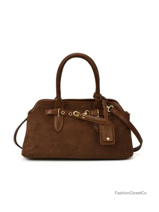 Faux Suede Slouchy Hobo Tote Crossbody Bag