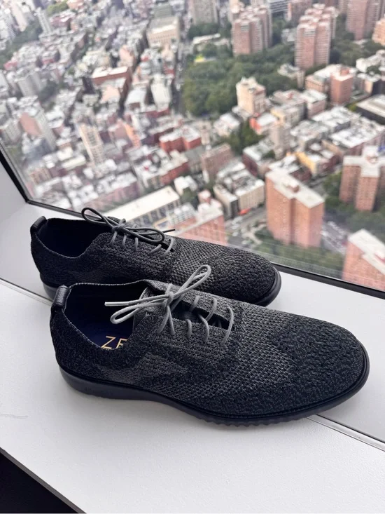 Cole Haan Men's Dark Gray Knit Lace-Up Oxfords