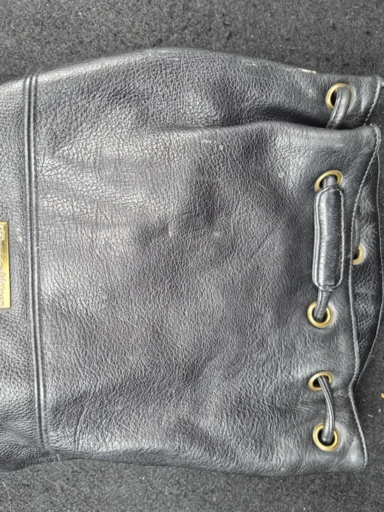 Etienne Aigner Black Leather Hobo Bag with Gold Hardware