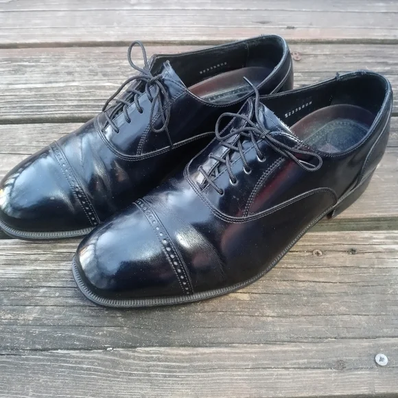 Florsheim Mens Oxford Black Leather Cap Toe Lace Up Shoes Size 10.5 3E. 255pem