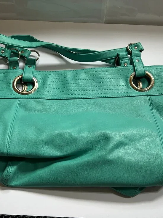 Hobo Bag in Aqua with Blue Striped Lining