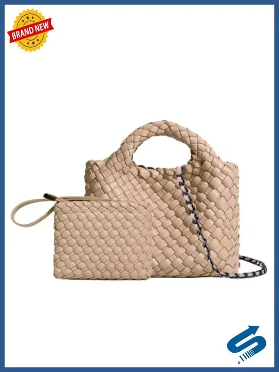 Foldable Chain Crossbody Bag with Coin Purse - Vegan Leather Hobo Satchel