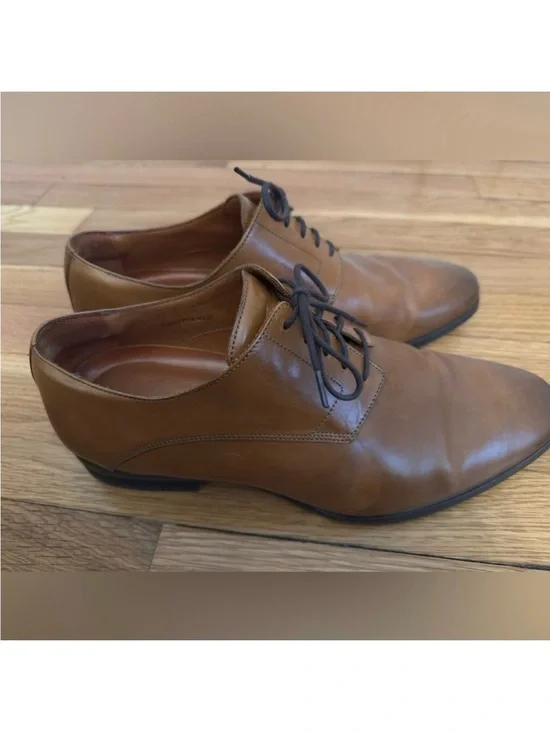 Wolf & Shepherd Men's Classic Tan Brown Leather Derby Lace-Up Shoes Sz 9.5