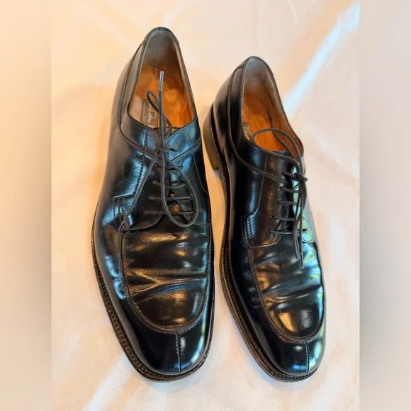 Salvatore Ferragamo Tramezza Black Leather Oxford Shoes Sz 10D