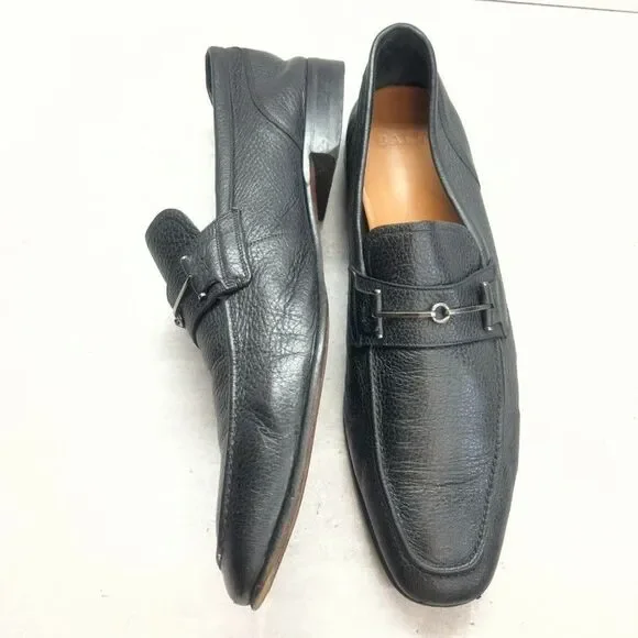 Bally Switzerland Styleflex Black Pebbled Leather Horsebit Loafers Mens Size 13D