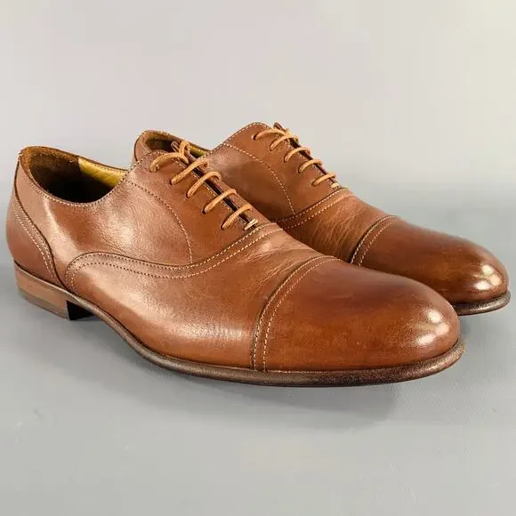 PAUL SMITH Size 7 Brown Leather Cap Toe Oxford Lace-Up Shoes