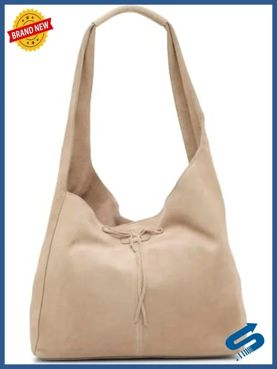 Medium Suede Hobo Bag with Magnet Closure