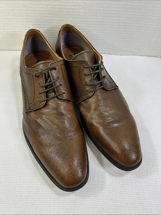 Robert Wayne Brown Textured Leather Derby Dress Shoes Men’s 13D