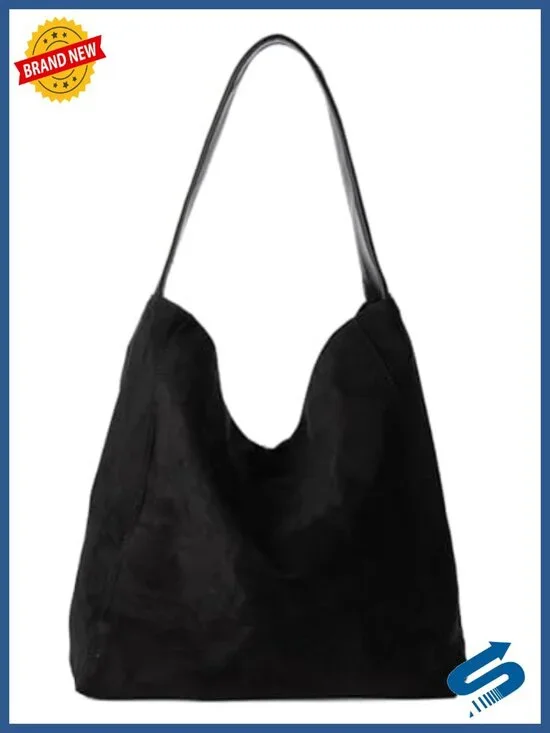 Suede Hobo Tote Bag, Large Shoulder Slouchy Handbag with Magnetic Closure, Fall