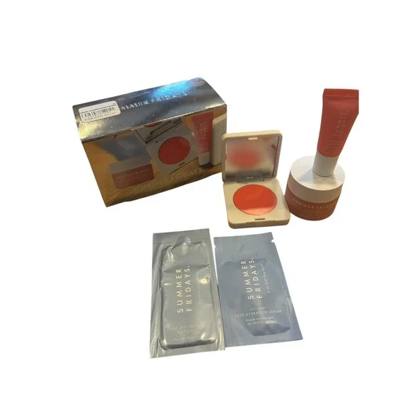 Summer Fridays The Dewy‎ Pink Set Blush Cream Moisturizer Lip Balm NB