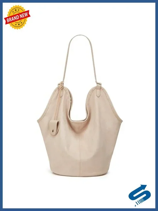 Slouchy Suede Hobo Tote Bag Large Capacity Shoulder Handbag Retro Satchel
