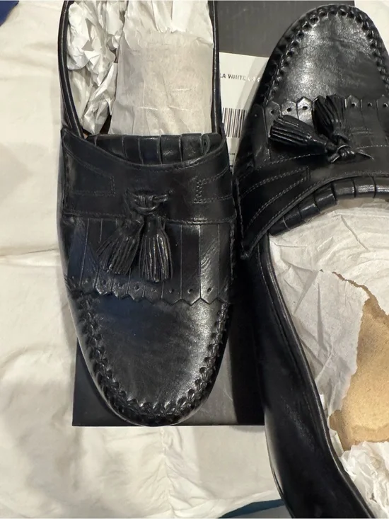 Johnston & Murphy classic Black Kiltie Tassel Loafers soft leather size 12M