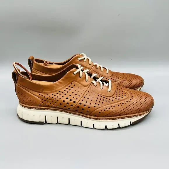 Cole Haan Shoes Mens 9.5 Brown Leather Grand OS Wingtip Casual Sneakers Comfort