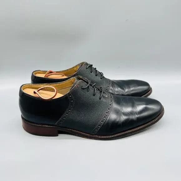 Cole Haan Shoes Mens 9.5 Black Leather Cap Toe Oxford Dress Classic Slip On
