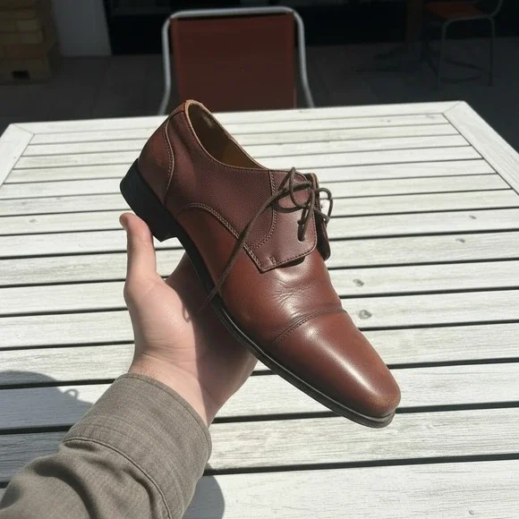 Florsheim Mens Brown Leather Cap Toe Oxford Dress Shoes 11924-221‎ Size 10.5M