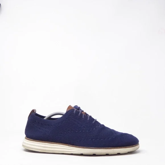 Cole Haan Mens OriginalGrand Stitchlite Wingtip Oxford Blue Knit C27960 11.5M