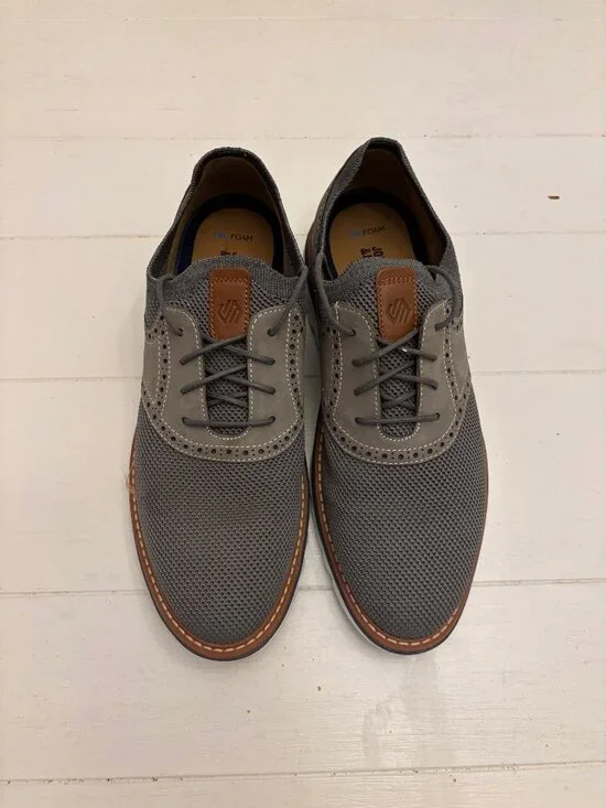 Johnston & Murphy XC4 Gray Knit Wingtip Oxford Shoes Mens 9.5 TruFoam