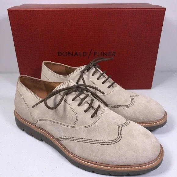 DONALD J. Pliner Sennet Beige Suede Oxfords Shoes