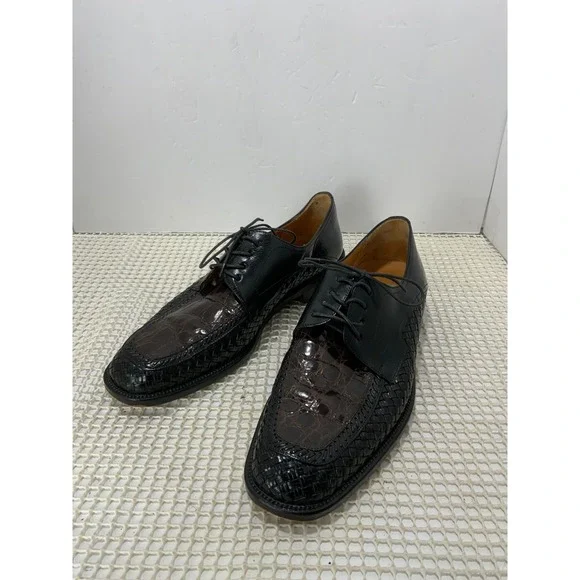 Mezlan‎ Genuine Crocodile Leather Oxford Dress Shoes Mens Size 8 Black EUC
