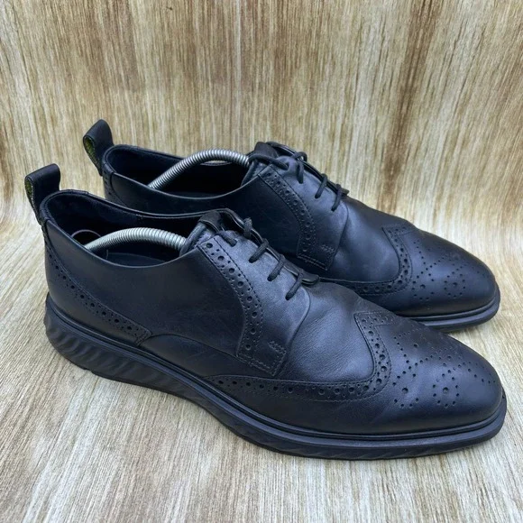 ECCO Vitrus ST.1 Hybrid Wingtip Oxford Men's 11 Black Leather Brogue Dress Shoes