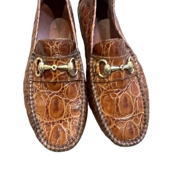 Aldo Brue Botticelli Crocodile Leather Drivers Shoes Size 8