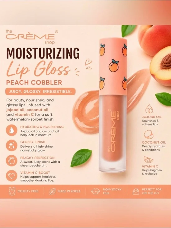 The Crème Shop Peach Cobbler Moisturizing Lip Gloss - Peach