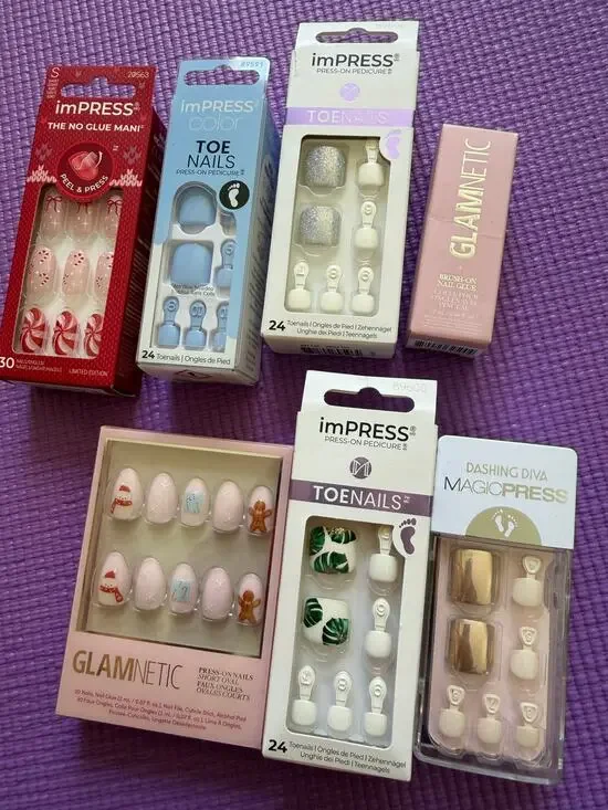 New Glamnetic & Dashing Diva Impress Press-On Nails Manicure Pedicure Bundle