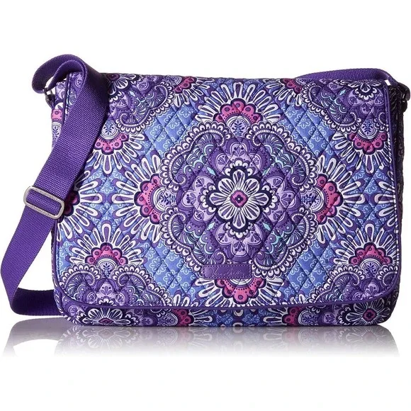 Vera Bradley Quilted Laptop Messenger Crossbody Bag – Retired Lilac Tapestry