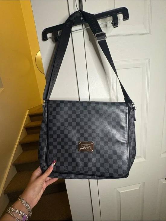 Black Check Messenger Bag