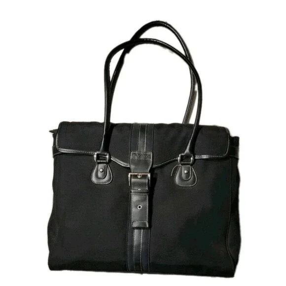 Targus Black Women's Laptop Bag Nylon Vegan Leather 16x13x3 in Double Handles