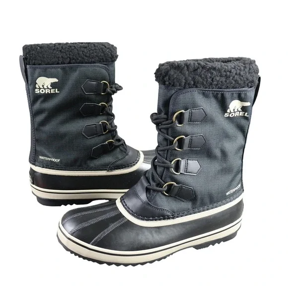 Sorel 1964 PAC‎ NYLON WP Boots Mens Size 11 Black Insulated Waterproof 1899647