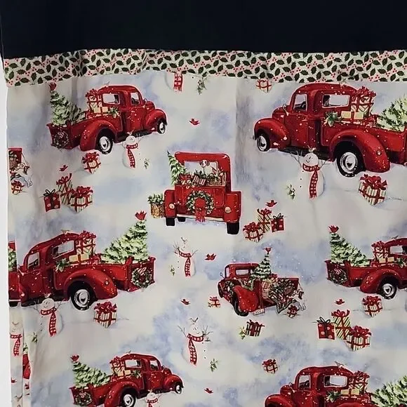 Set Of 2 Red Truck & Snowman Holly Trimmed Pillowcases