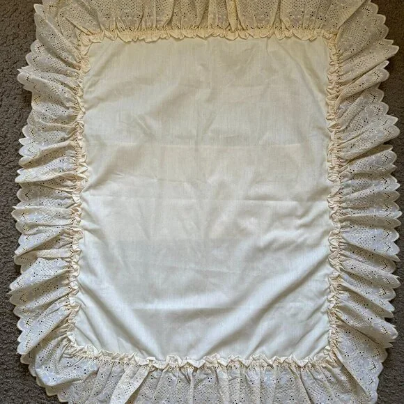 Vintage Pillow Case Cover Ruffled White Cream Lace Designs by JUDY LEE
