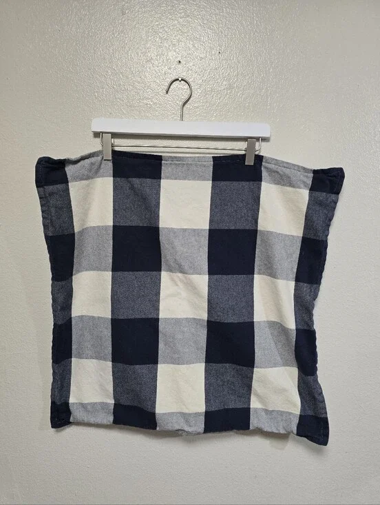 Pottery Barn Navy Buffalo Check Cotton Pillowcase 24