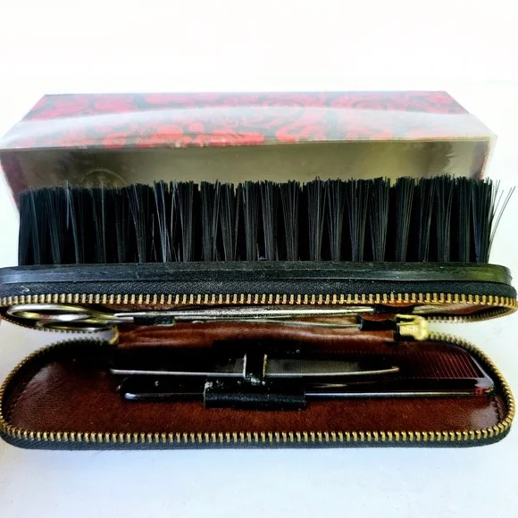 Vintage Gentleman's Leather Shoe Shine/Grooming Travel Nail‎ Kit Mens Box M608.1