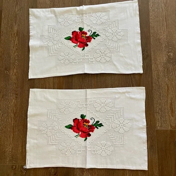 Embroidered Floral White pillow cover 17/25 inches